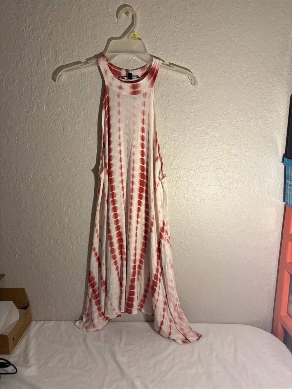 Try ! This Large Tie-Dye High-Neck Maxi Dress - Red & White